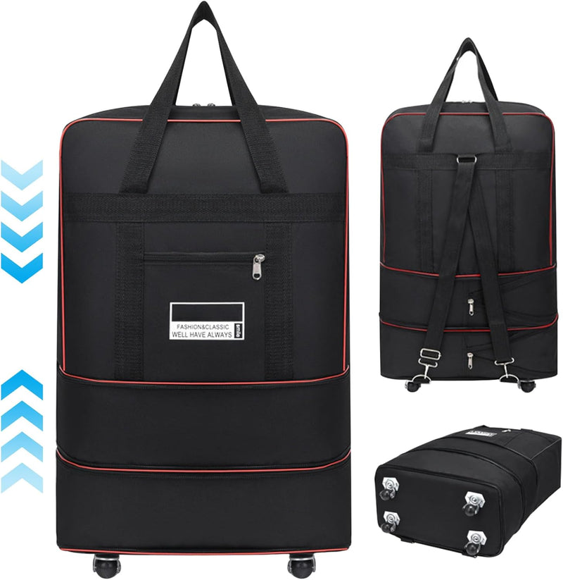 Expandable Foldable Rolling Duffle Bag with Large Capacity