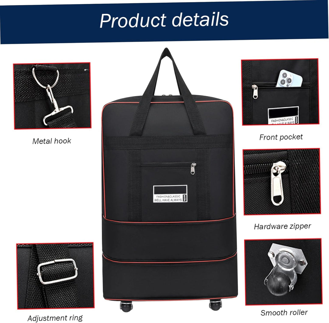 Expandable Foldable Rolling Duffle Bag with Large Capacity