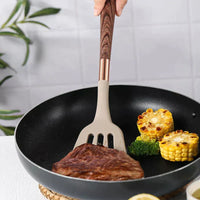 Food-safe Silicone Kitchen Utensils with Wooden Handle - KitchenElegance-State of Style