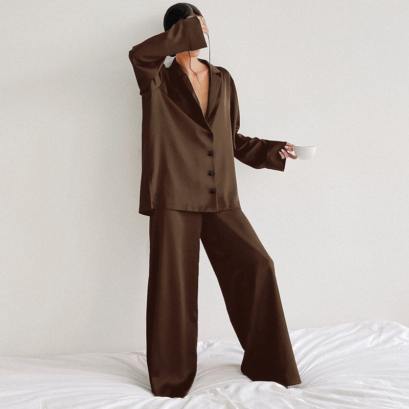 FrenchinsPyjama | Soft & Stylish Pajama Set for Women-Thunder Brown-S-State of Style