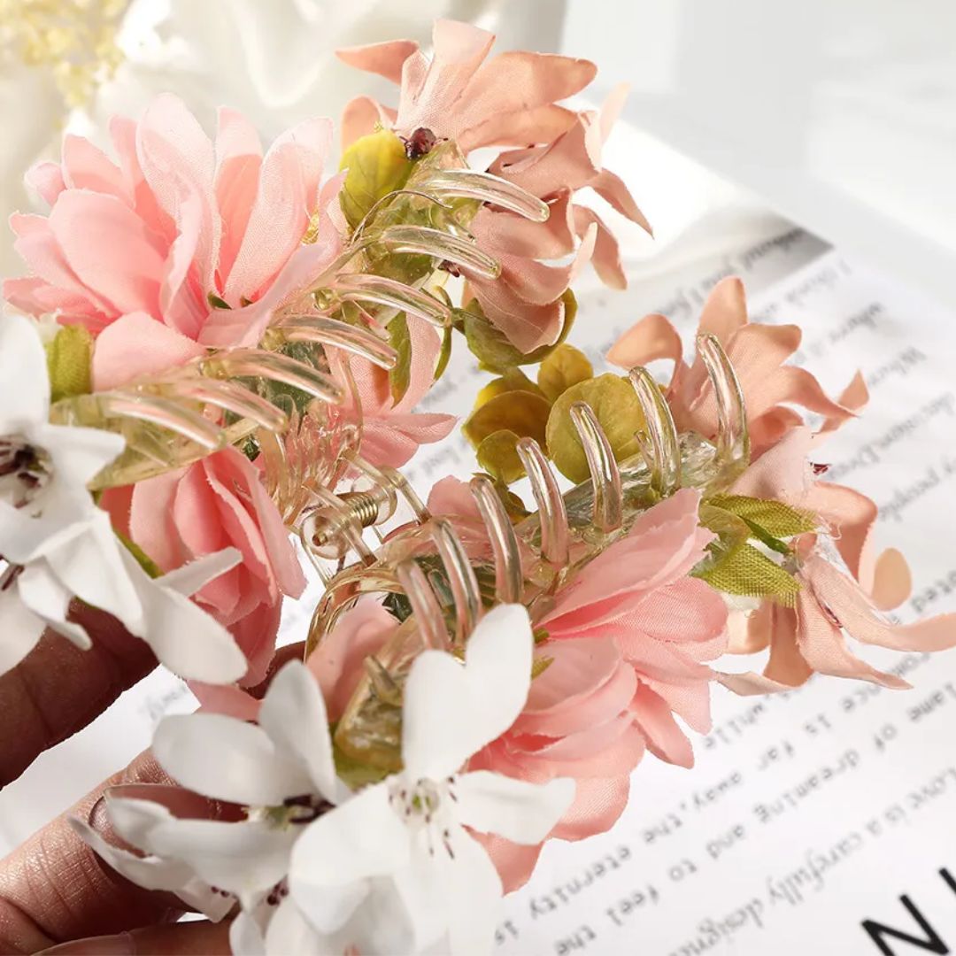 Freya Traditional Hair Accessories – Large Floral Hair Clip for Thick Hair-Pink-State of Style