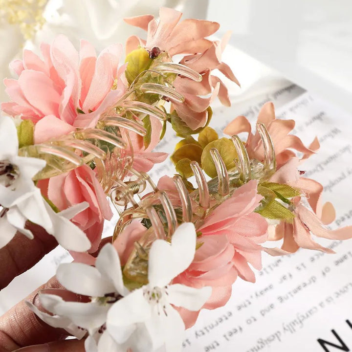 Freya Traditional Hair Accessories – Large Floral Hair Clip for Thick Hair-Pink-State of Style