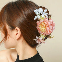 Freya Traditional Hair Accessories – Large Floral Hair Clip for Thick Hair-Pink-State of Style