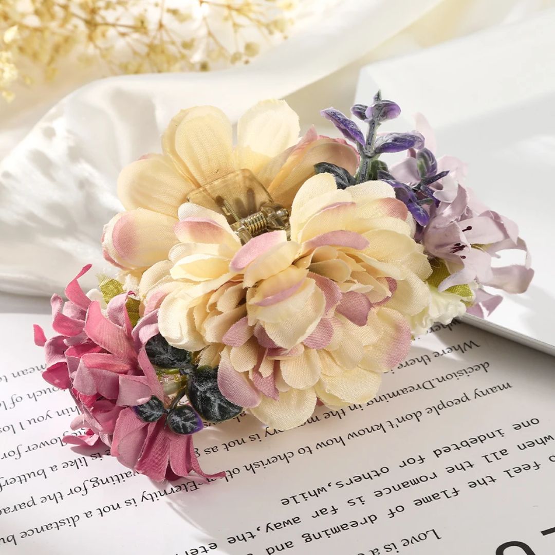 Freya Traditional Hair Accessories – Large Floral Hair Clip for Thick Hair-Purple-State of Style