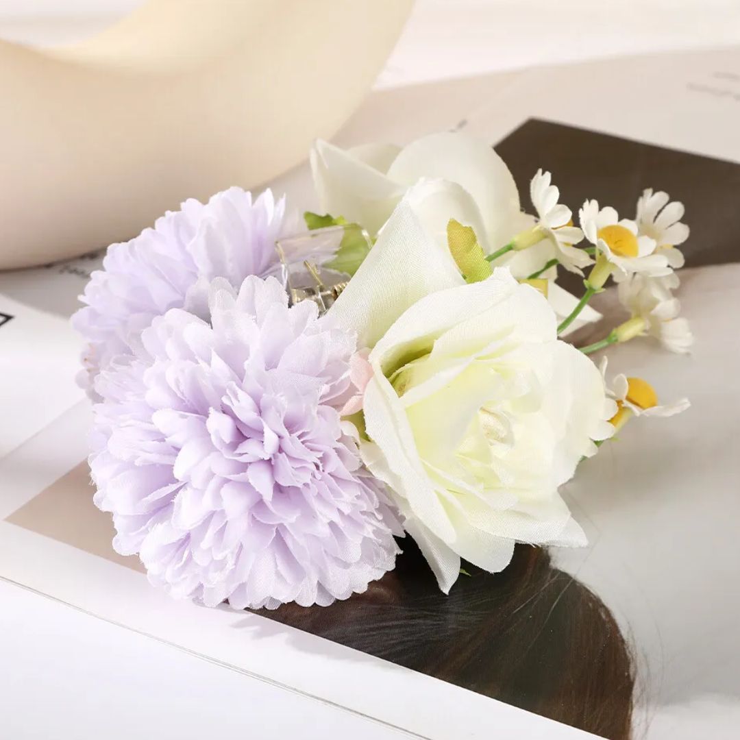 Freya Traditional Hair Accessories – Large Floral Hair Clip for Thick Hair-White Rose-State of Style