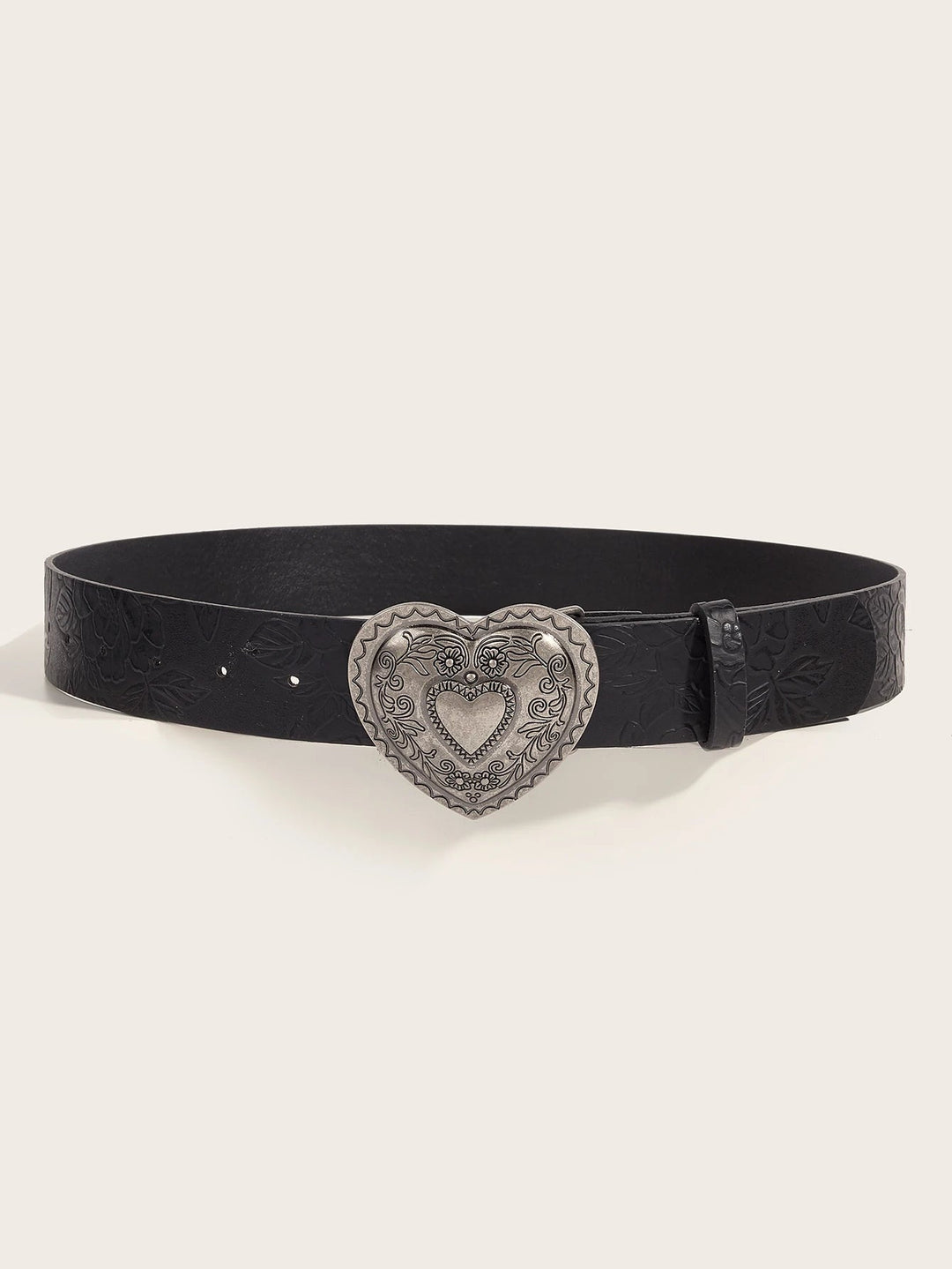 Frieda Traditional Belt – Retro PU Leather Belt with Love Buckle-100 CM-State of Style