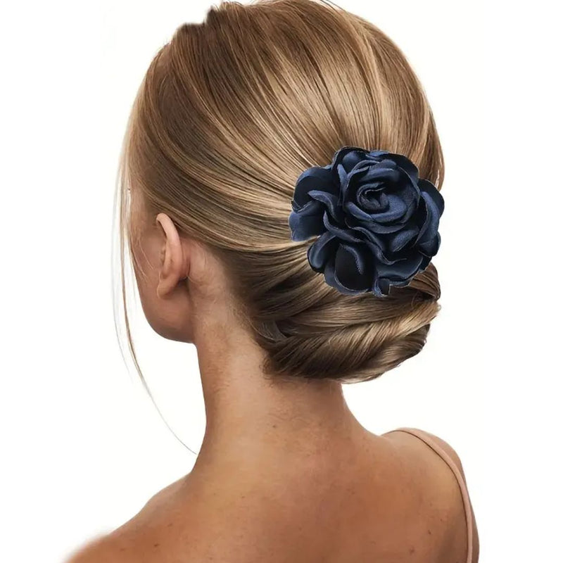 Frieda Traditional Hair Accessories – Retro Floral Hair Clips-Navy Blue-State of Style