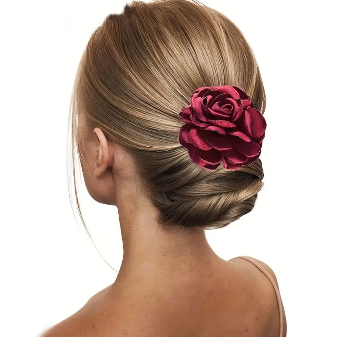 Frieda Traditional Hair Accessories – Retro Floral Hair Clips-Red-State of Style
