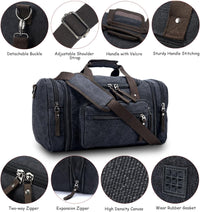 Expandable Canvas Weekender Duffel Bag – 40L to 50L Travel Carry On