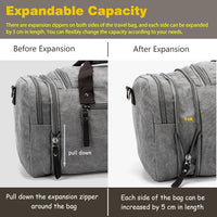 Expandable Canvas Weekender Duffel Bag – 40L to 50L Travel Carry On