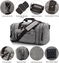 Expandable Canvas Weekender Duffel Bag – 40L to 50L Travel Carry On