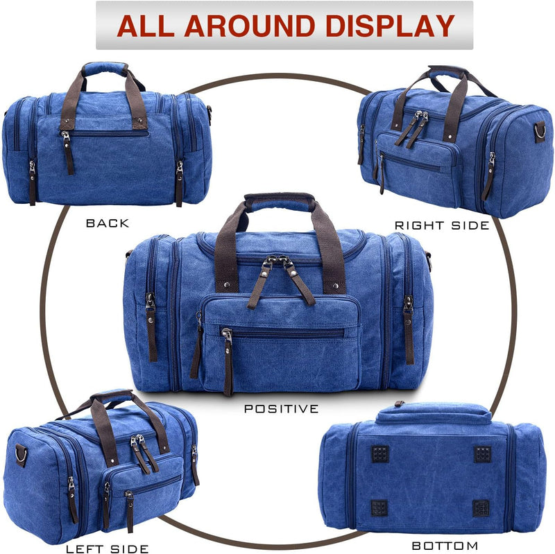 Expandable Canvas Weekender Duffel Bag – 40L to 50L Travel Carry On