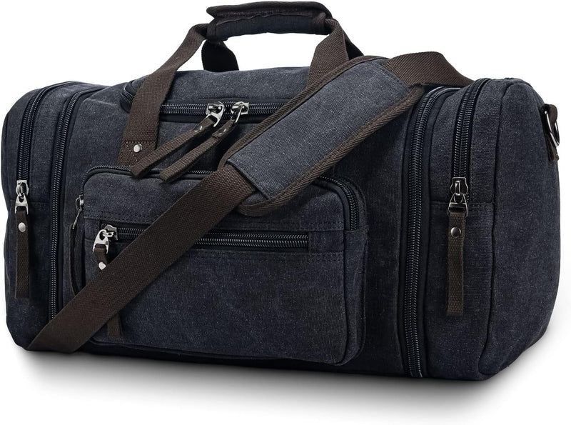 Expandable Canvas Weekender Duffel Bag – 40L to 50L Travel Carry On