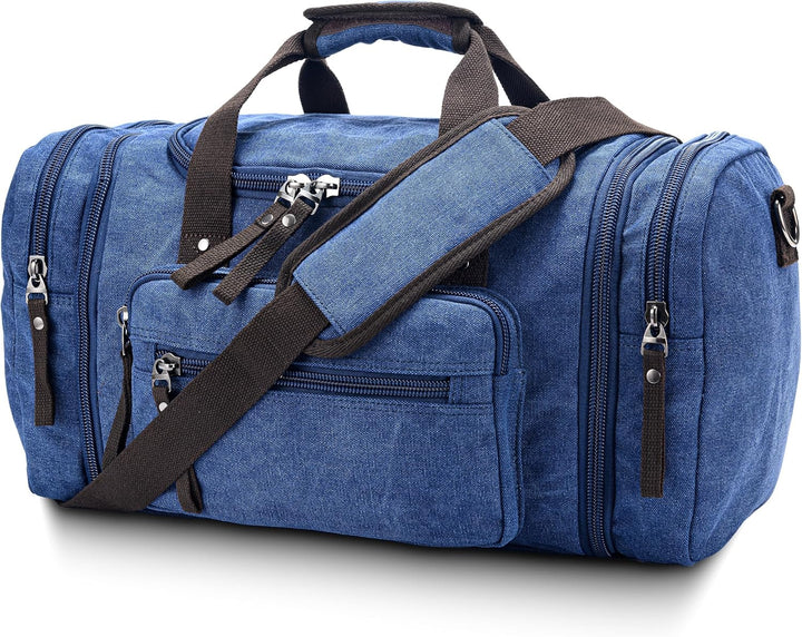 Expandable Canvas Weekender Duffel Bag – 40L to 50L Travel Carry On