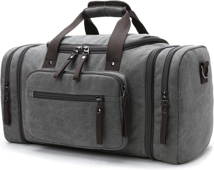 Expandable Canvas Weekender Duffel Bag – 40L to 50L Travel Carry On