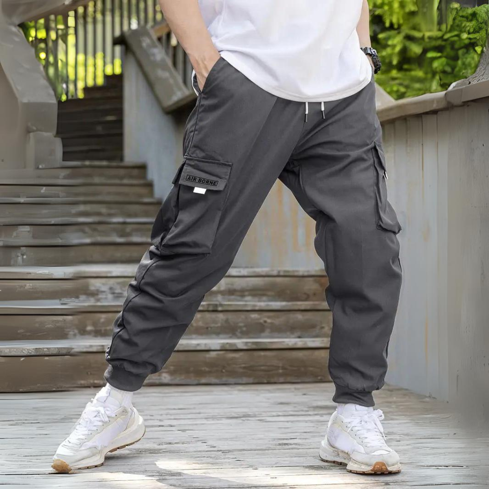 Functional Cargo Trousers with Drawstring - Maxwell-Dark Grey-S-State of Style