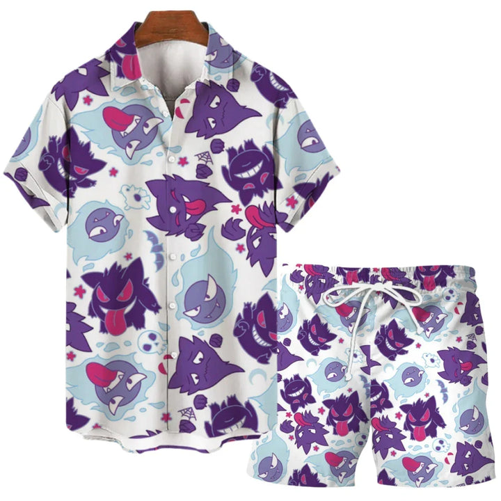 Funny summer set with Gengar & Snorlax print | Buy 1, get 1 free - SleepyFun-01-M-State of Style