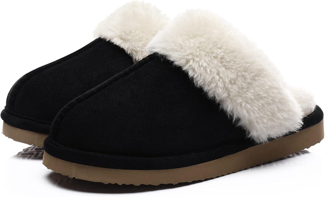 Fuzzy Memory Foam Slippers - SoftStep-Black-4-State of Style