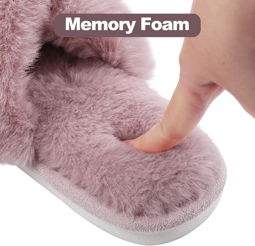 Fuzzy Slippers with Memory Foam - CloudStep-Black-3.5 - 4-State of Style