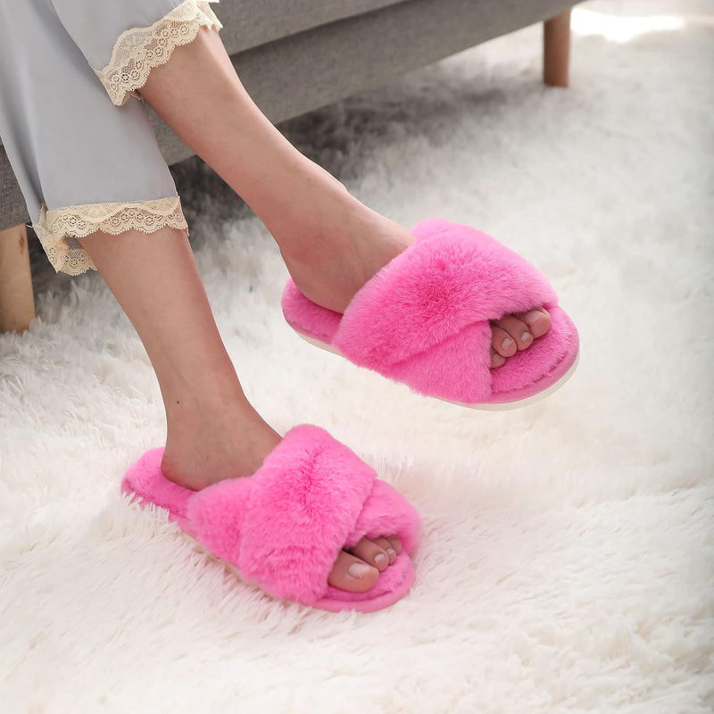 Fuzzy Slippers with Memory Foam - CloudStep-Black-3.5 - 4-State of Style