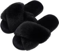 Fuzzy Slippers with Memory Foam - CloudStep-Black-3.5 - 4-State of Style