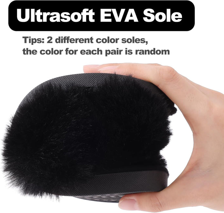 Fuzzy Slippers with Memory Foam - CloudStep-Black-3.5 - 4-State of Style