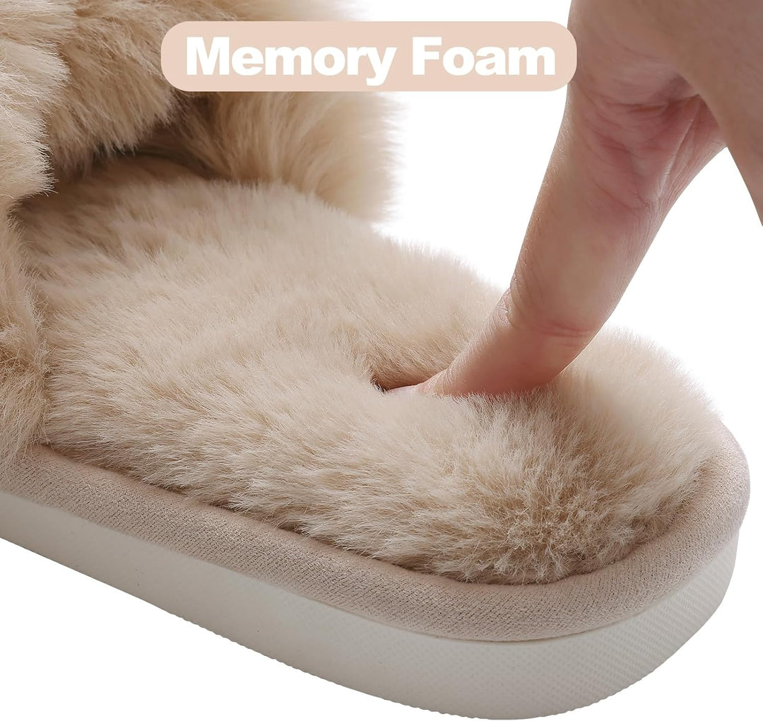 Fuzzy Slippers with Memory Foam - CloudStep-Black-3.5 - 4-State of Style