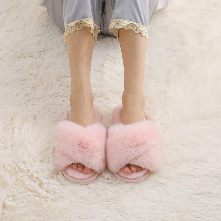 Fuzzy Slippers with Memory Foam - CloudStep-Black-3.5 - 4-State of Style