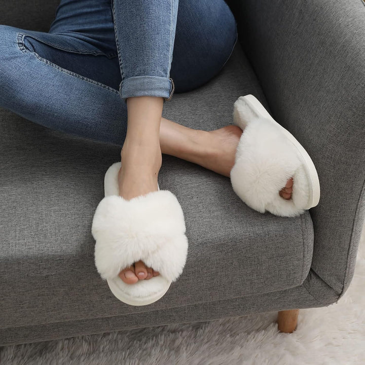 Fuzzy Slippers with Memory Foam - CloudStep-Black-3.5 - 4-State of Style