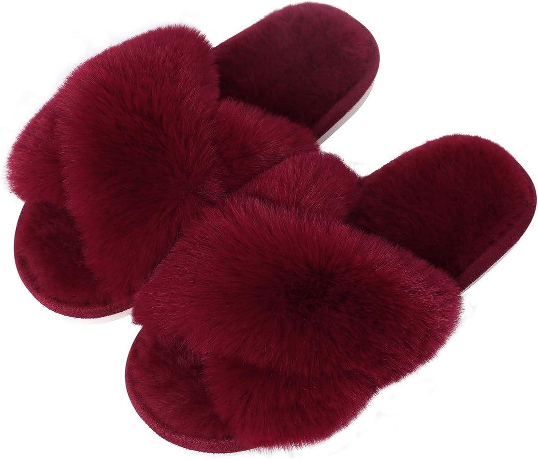 Fuzzy Slippers with Memory Foam - CloudStep-Bordeaux-3.5 - 4-State of Style