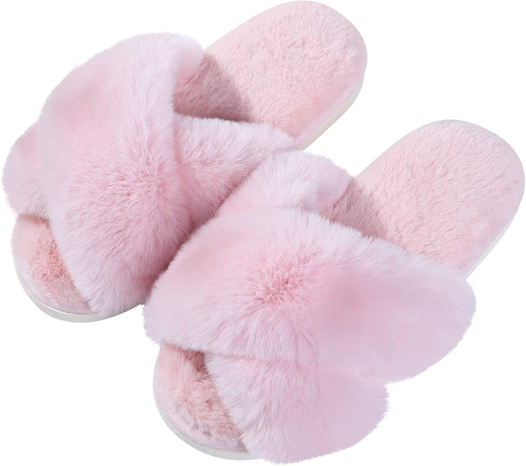 Fuzzy Slippers with Memory Foam - CloudStep-Pink-3.5 - 4-State of Style
