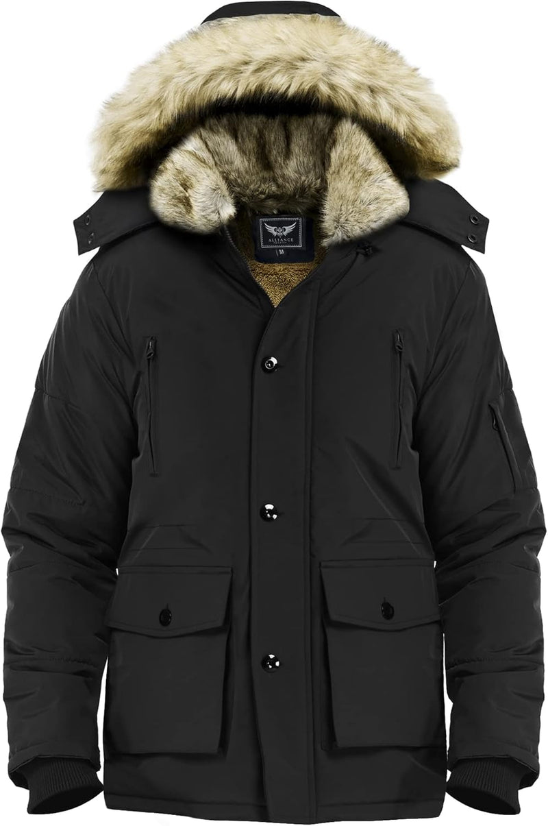 Gabriel Men's Winter Jacket with Detachable Hood-Black 2-S-State of Style