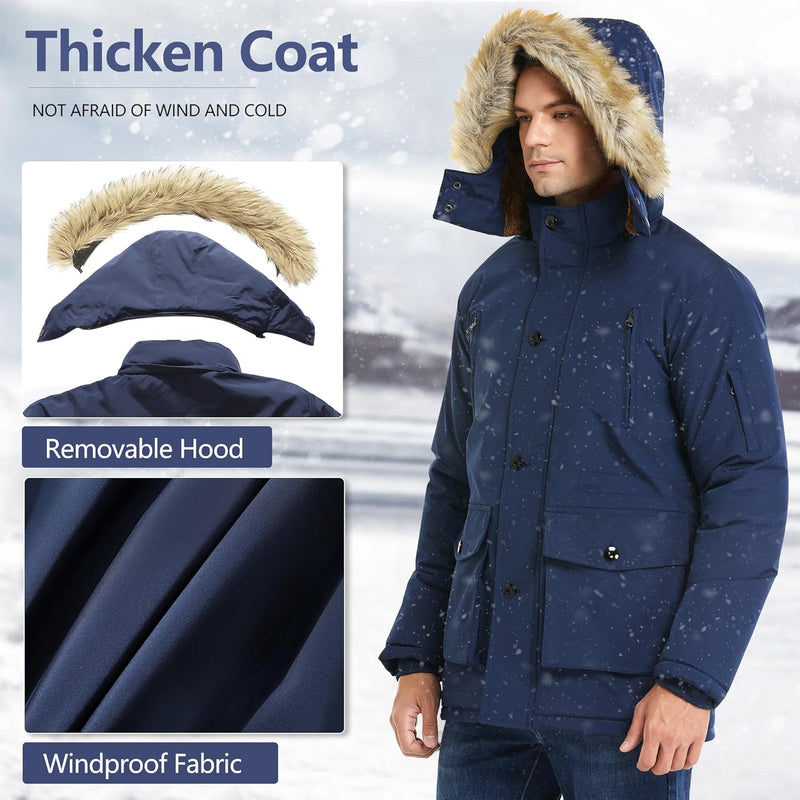 Gabriel Men's Winter Jacket with Detachable Hood-Black-S-State of Style