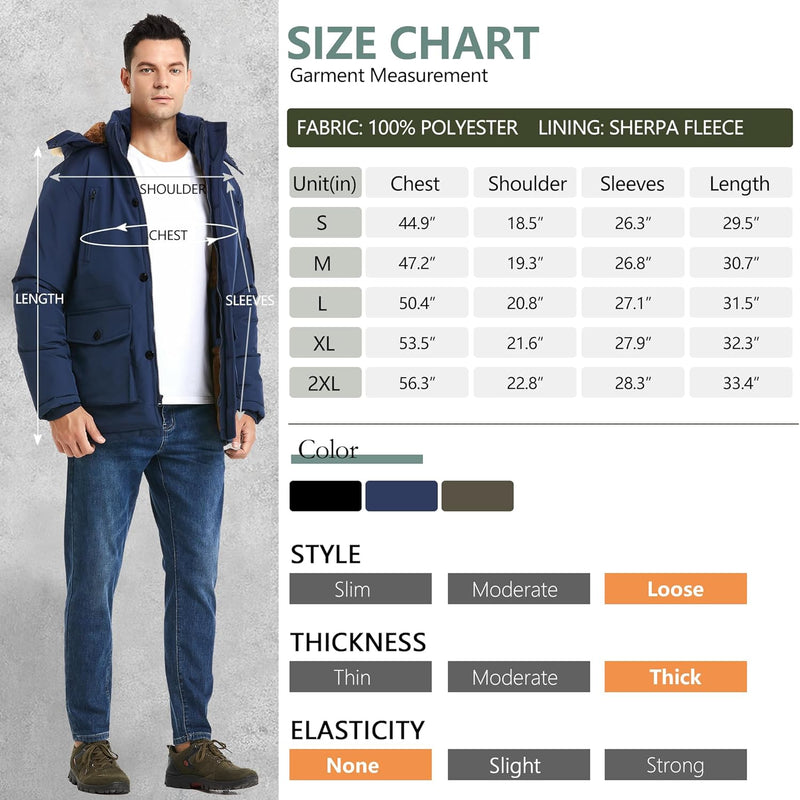 Gabriel Men's Winter Jacket with Detachable Hood-Black-S-State of Style