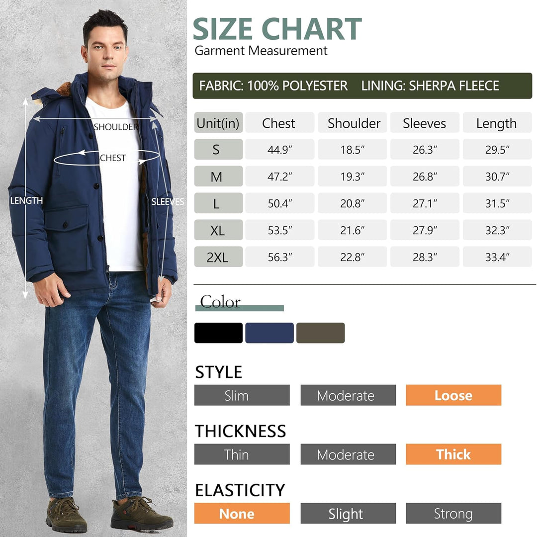 Gabriel Men's Winter Jacket with Detachable Hood-Black-S-State of Style