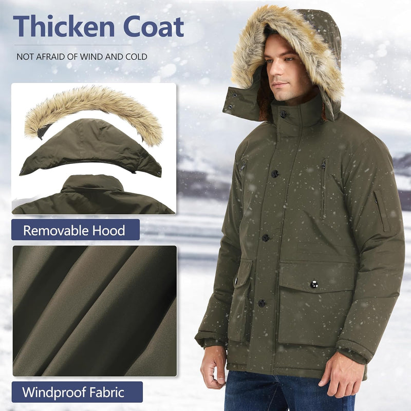 Gabriel Men's Winter Jacket with Detachable Hood-Black-S-State of Style