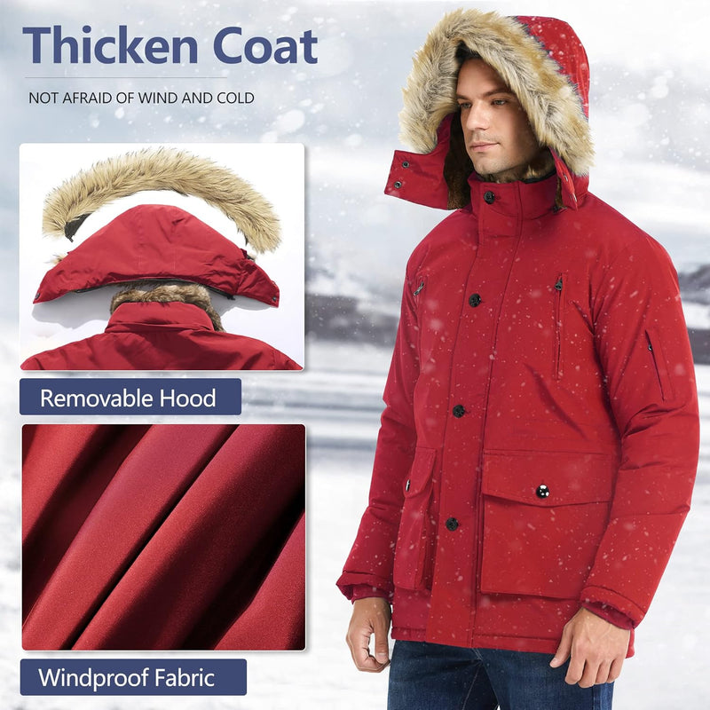 Gabriel Men's Winter Jacket with Detachable Hood-Black-S-State of Style