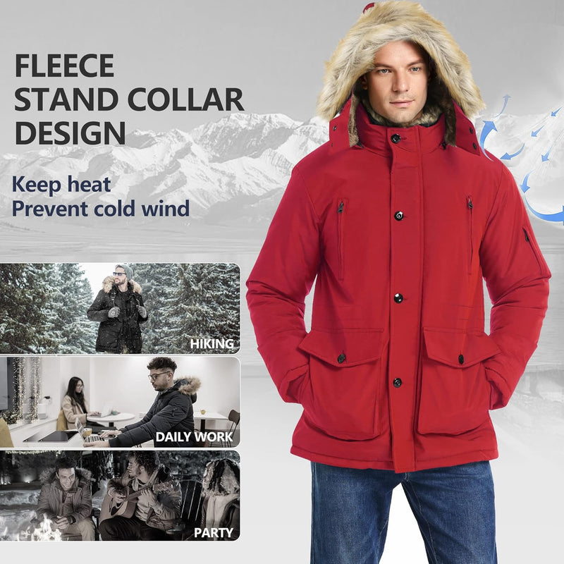 Gabriel Men's Winter Jacket with Detachable Hood-Black-S-State of Style