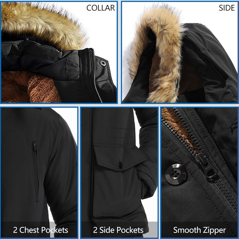 Gabriel Men's Winter Jacket with Detachable Hood-Black-S-State of Style