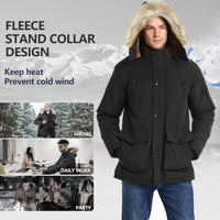 Gabriel Men's Winter Jacket with Detachable Hood-Black-S-State of Style