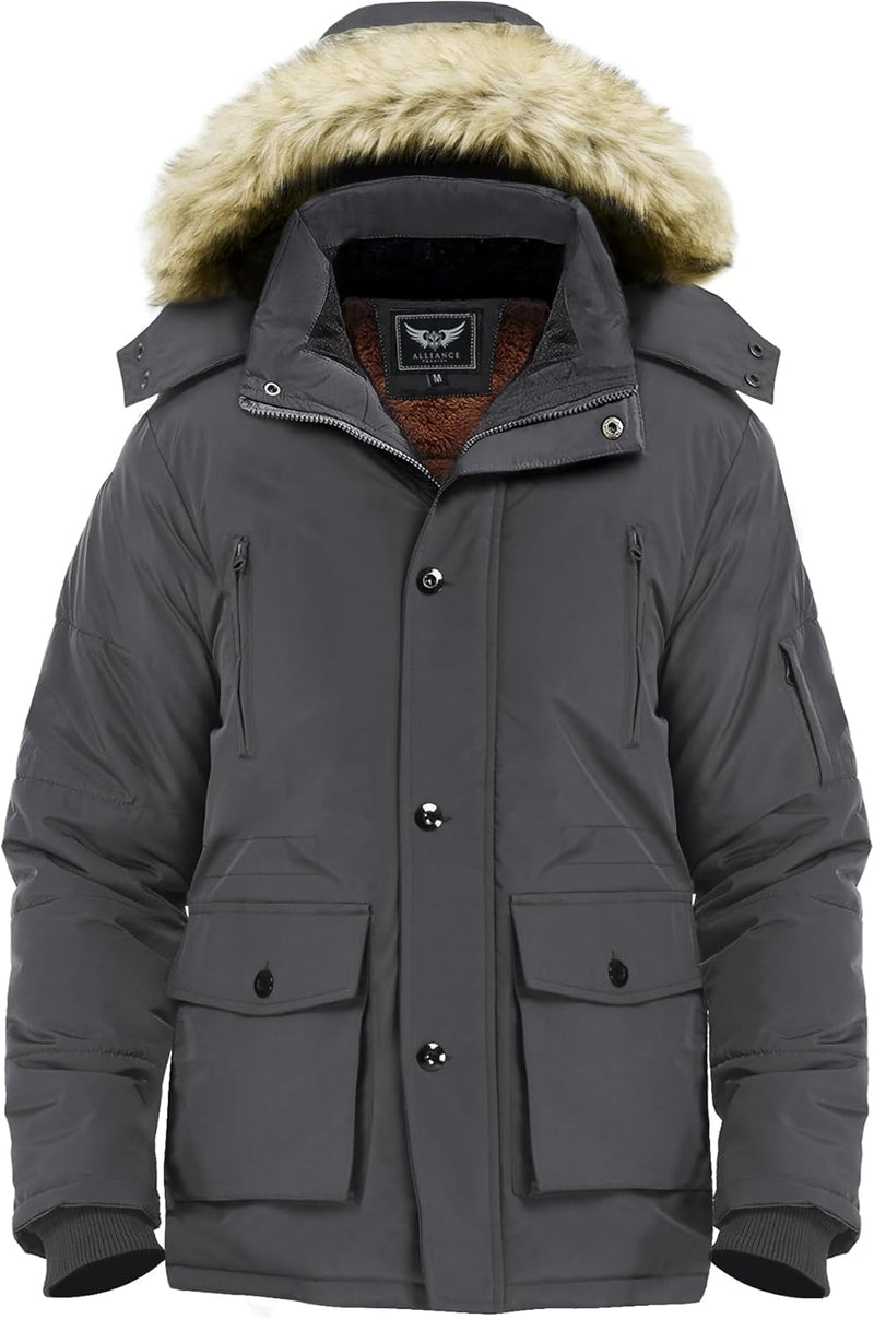 Gabriel Men's Winter Jacket with Detachable Hood-Black-S-State of Style
