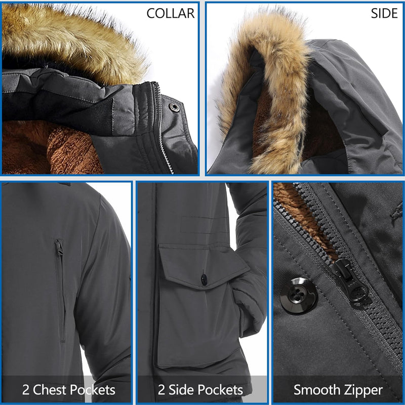 Gabriel Men's Winter Jacket with Detachable Hood-Black-S-State of Style