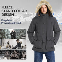 Gabriel Men's Winter Jacket with Detachable Hood-Black-S-State of Style