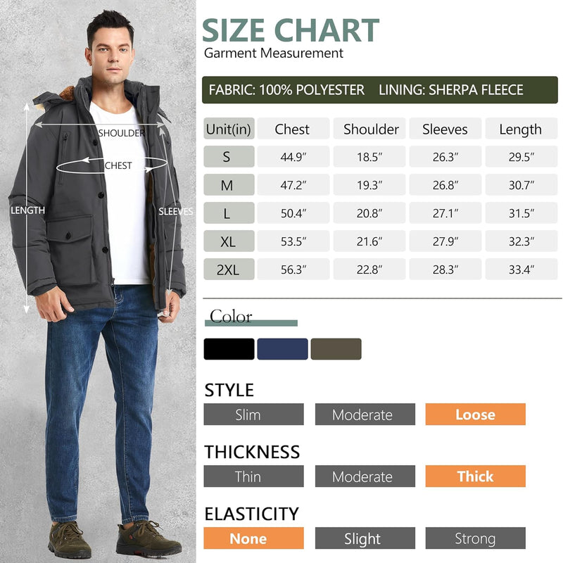 Gabriel Men's Winter Jacket with Detachable Hood-Black-S-State of Style