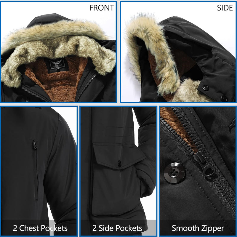 Gabriel Men's Winter Jacket with Detachable Hood-Black-S-State of Style