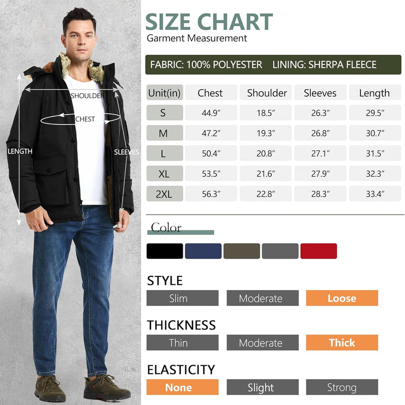 Gabriel Men's Winter Jacket with Detachable Hood-Black-S-State of Style
