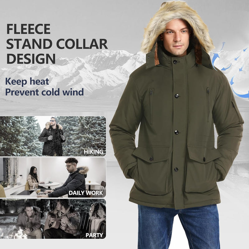 Gabriel Men's Winter Jacket with Detachable Hood-Black-S-State of Style