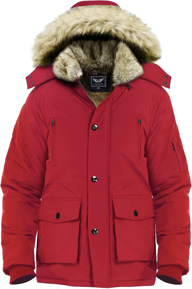 Gabriel Men's Winter Jacket with Detachable Hood-Red-S-State of Style