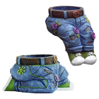 GardenBuddy Gardener Resin Succulent Pot Sculpture-Kneeling Denim Jeans-State of Style