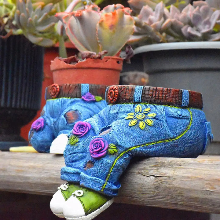 Gardener Resin Succulent Pot Sculpture - GardenBuddy-Kneeling Jeans-State of Style